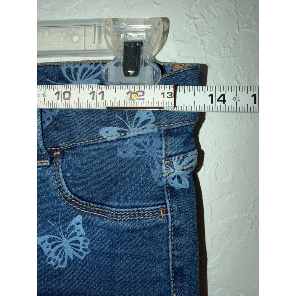 Girls Upcycled Butterfly Denim Eyelet Tiered Ruffle Skirt Size L 10-12 Plus Boho